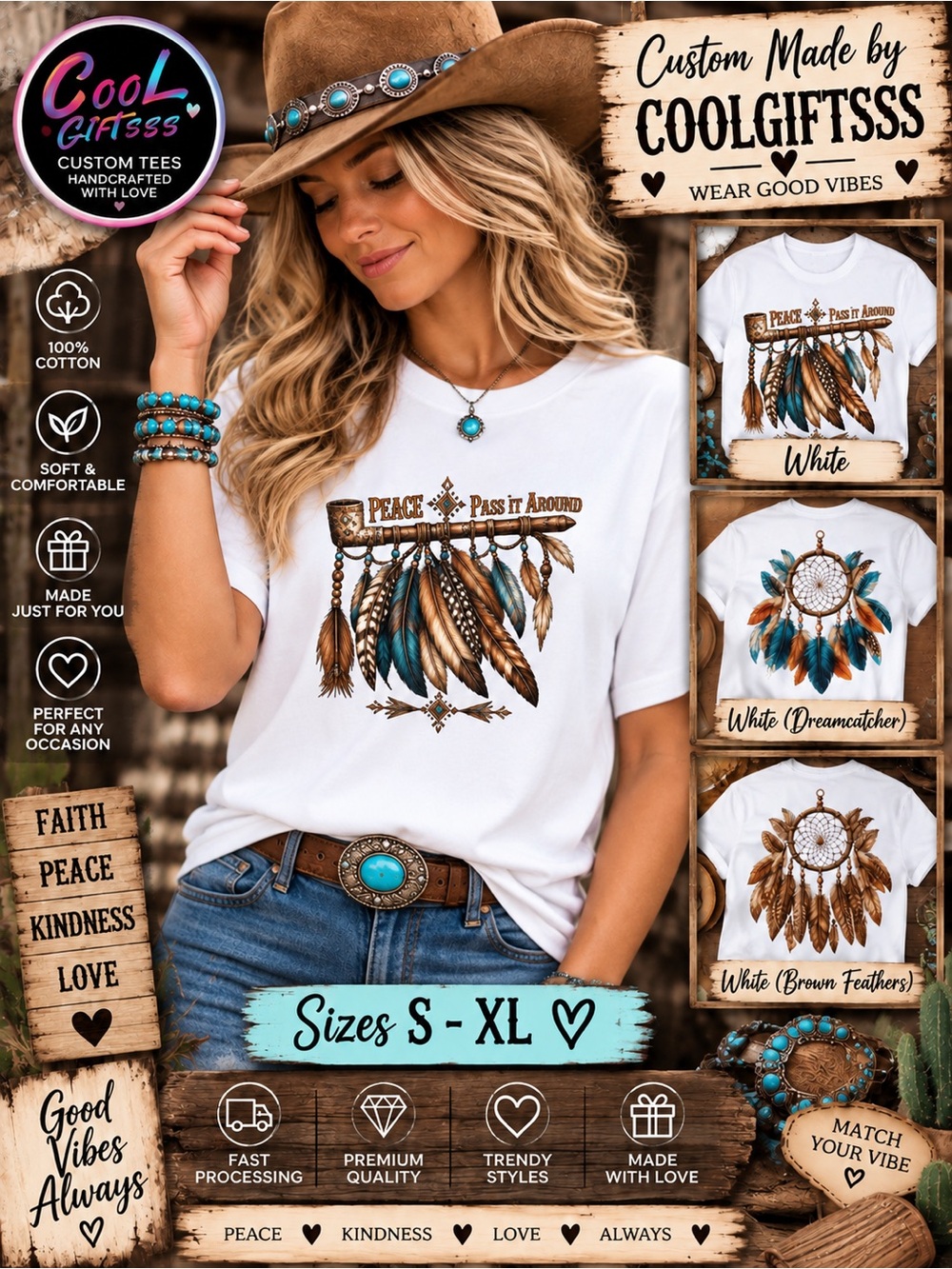 Western Boho Dreamcatcher Graphic Tee – Custom made by coolgiftsss S M L XL new